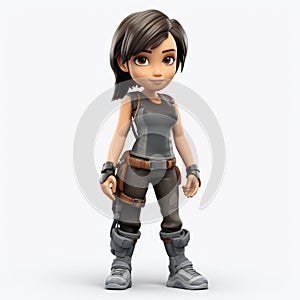 Cartoon Girl Lara Croft-inspired Character With Boots photo