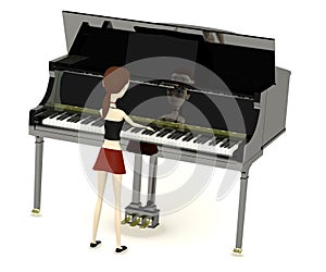 Cartoon girl playing on clavier photo