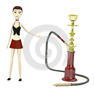 Cartoon girl with shisha