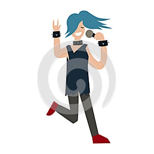 Cartoon Girl Singer. Vector