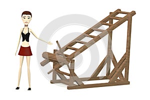 Cartoon girl with tortural ladder