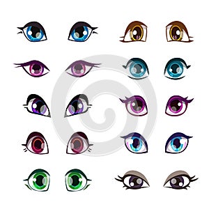 Cartoon girls eyes set.