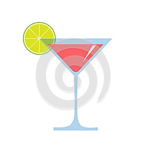 Cartoon glass of cosmopolitan cocktail vector