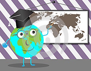 Cartoon Globe teaches geography