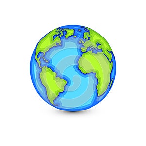 Cartoon Globe on White Background