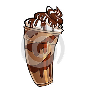 Cartoon glossy chocolate milkshake