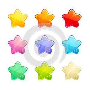 Cartoon glossy colorful stars set.