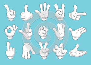 Cartoon gloved arms icons. Hands symbols collection. Vector illustration