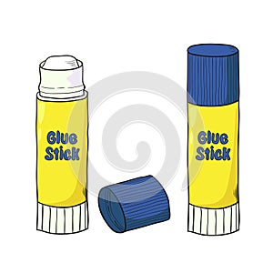 Cartoon glue stick on white
