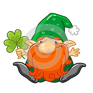 Cartoon gnome character for St Patrick day greetings