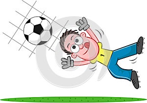 Cartoon Goalkeeper Catching Ball