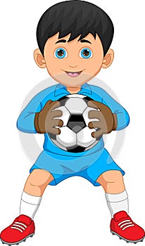 Cartoon goalkeeper holding a ball