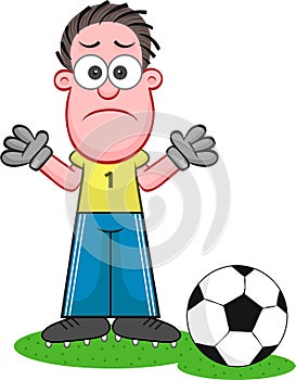 Cartoon Goalkeeper Sad