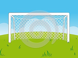 Cartoon goalposts with a net