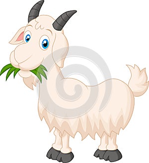 Cartoon goat eating grass