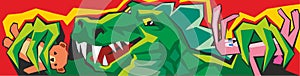 Cartoon Godzilla. Vector illustration for Claw Machine photo