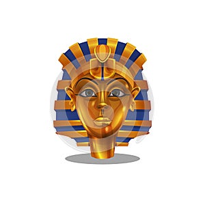 Cartoon golden achievement, Egyptian pharoah woman figurine isolated