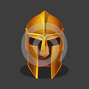 Cartoon golden ancient greek helm.