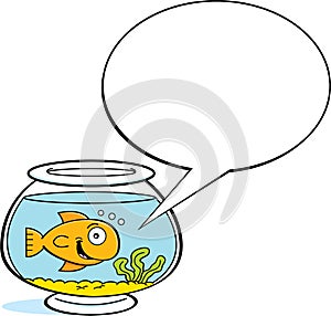 Cartoon goldfish with a caption balloon