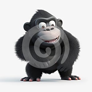 cartoon gorilla character smiling on a white background
