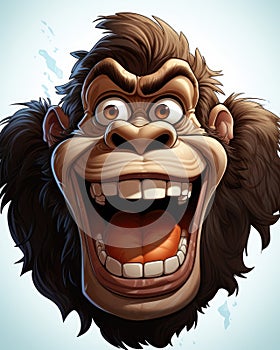 a cartoon gorilla head with a big grin on it\'s face. generative ai