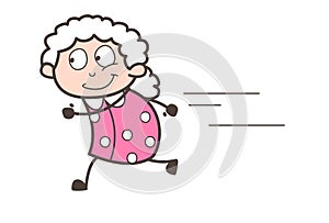 Cartoon Grandma Running Vector Illustration