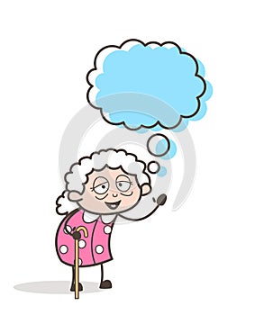 Cartoon Grandma with Thought Bubble Vector Illustration