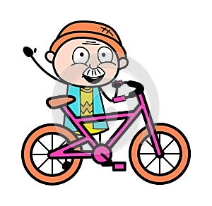 Cartoon Grandpa with Bicycle