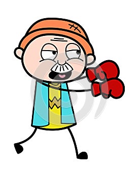 Cartoon Grandpa Boxing