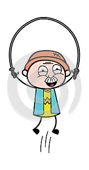 Cartoon Grandpa Skipping Rope