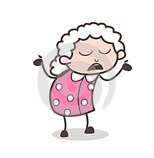 Cartoon Granny Behaving Like Unknown Vector Illustration photo