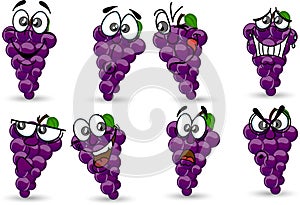 Cartoon grapes with emotions ,vector