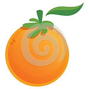 Cartoon graphic juicy fresh orange fruit with green leaf