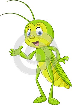 Cartoon grasshopper presenting