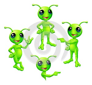 Cartoon Green Alien Set