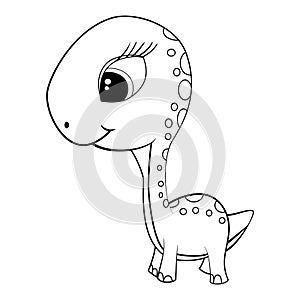 Cartoon of Green Baby Brontosaurus Dinosaur