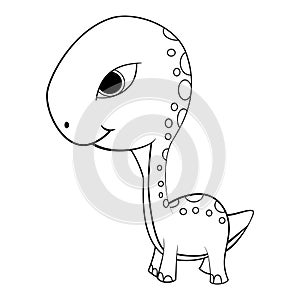 Cartoon of Green Baby Brontosaurus Dinosaur