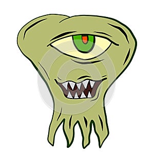 Cartoon of a green blob monster