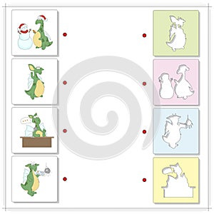 Cartoon green dragons. Irregular verbs make, hear, say and get. Educational game for kids