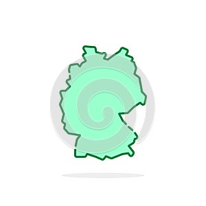 Cartoon green linear germany map icon