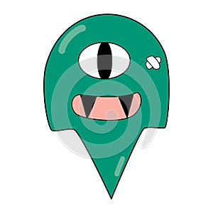 Cartoon green monster. One Eye Monster illustration expression. mascot design. Halloween illustration