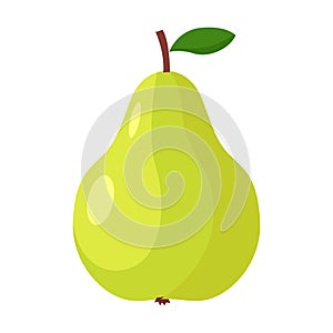 cartoon green pear fruit isolated on white background Vector illustration