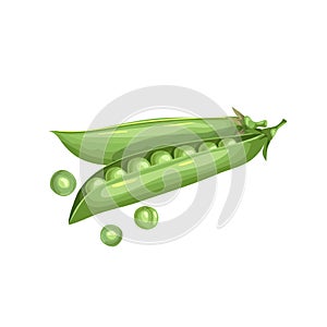 Cartoon green peas. Cartoon style. Fresh farm product. Eco nutrition. Vector illustration