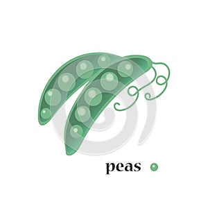 Cartoon Green Peas. Vector illustration.