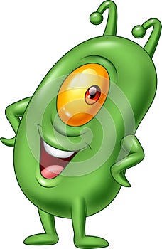 Cartoon green plankton posing