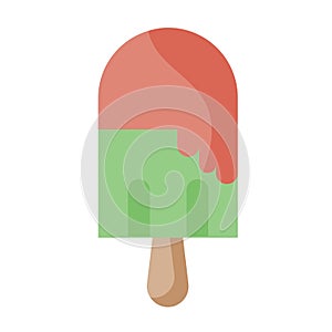 Cartoon Green And Red Popsicle Icon Illustration Isolated
