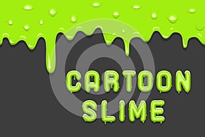 Cartoon green slime flowing dripping liquid seamless vector illustration