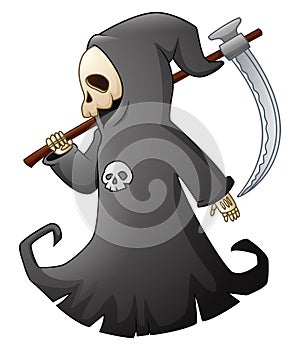 Cartoon grim reaper with scythe