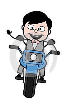 Cartoon Groom Riding Motorbike