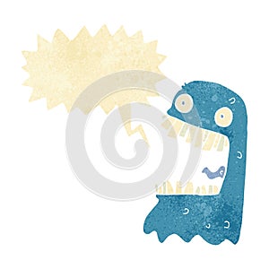 cartoon gross ghost with speech bubble